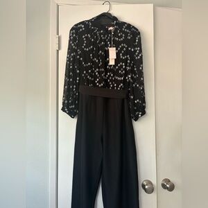 Rebecca Taylor Black and Silver Jumpsuit Sz 6 NWT